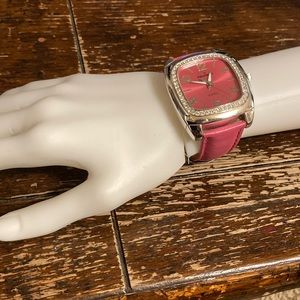 Peugeot ladies watch pink leather band